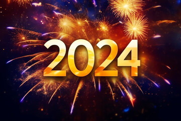 Wall Mural - 2024 new year concept, AI generated