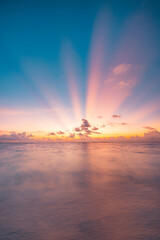 Wall Mural - dramatic colorful sunset sky over mediterranean sea. clouds sunrays. cloudscape nature background. p