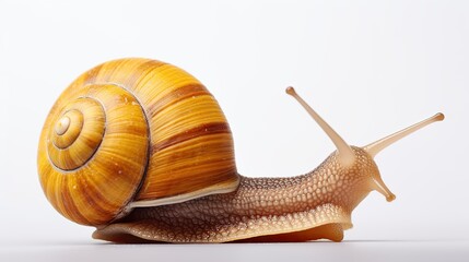 close up snail isolated on white background