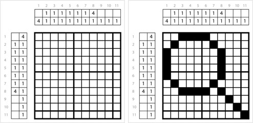 Canvas Print - Magnifier Glass Nonogram Pixel Art M_2208001