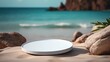 mockup white plate on the beach