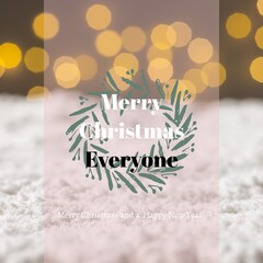 Canvas Print - Composite of merry christmas everyone text over snow and lens flare