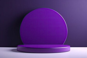 Wall Mural - purple round round stand mock up. Glossy round podium on table counter