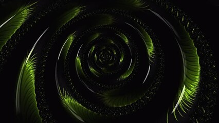 Wall Mural - abstract colorful green textured fractal line twisted in the center. tunnel background loop able mod