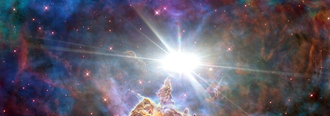 space background with red nebula and stars. elements of this image furnished by nasa.