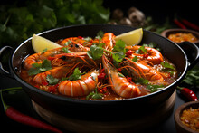 Tom Yum Goong With Large Shrimp In A Bowl