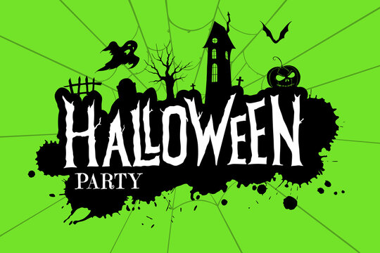 Happy Halloween party lettering. Vector illustration