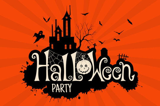 Happy Halloween party lettering. Vector illustration