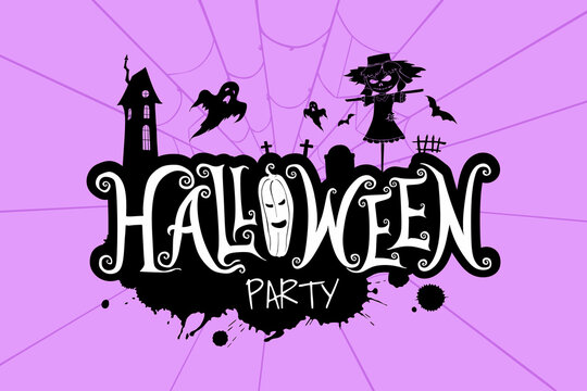 Happy Halloween party lettering. Vector illustration