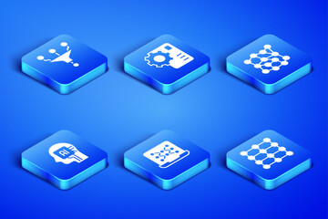 Poster - Set Neural network, Funnel filter, Humanoid robot, and icon. Vector