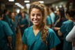 © MiraCle72 - Young nursing student standing in front of her team