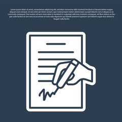Poster - blue line petition icon isolated on blue background. vector
