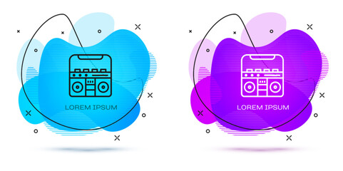 Sticker - Line Home stereo with two speakers icon isolated on white background. Music system. Abstract banner with liquid shapes. Vector