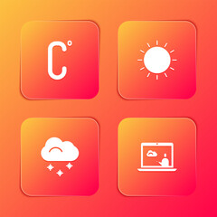 Canvas Print - Set Celsius, Sun, Cloud with snow and Weather forecast icon. Vector