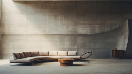 Wall Mural - A minimalist interior space within a brutalist structure