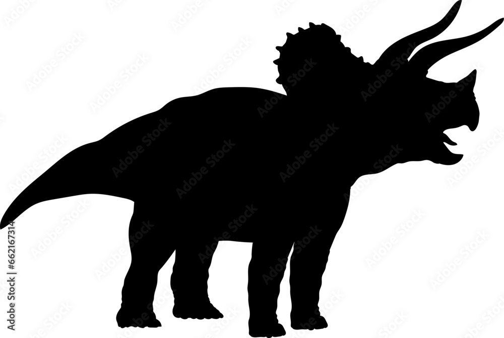 Triceratops Dinosaur Silhouette vector Types of dinosaurs breeds Stock ...