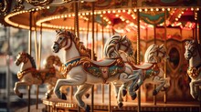 A Festive Oktoberfest Carousel With Ornate Horses