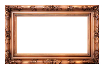 Wall Mural - carved wooden picture frame on isolated background. image display concept