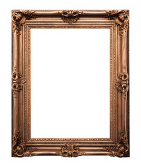 Wall Mural - carved wooden picture frame on isolated background. image display concept
