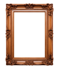 Wall Mural - carved wooden picture frame on isolated background. image display concept