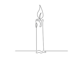 Wall Mural - Single continuous line drawing of candle. Business icon. Isolated on white background vector illustration. Premium vector. 