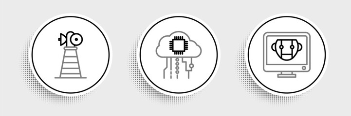 Canvas Print - Set line Bot, Antenna and Internet of things icon. Vector