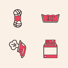 Sticker - Set Washer, Yarn, Temperature wash and Electric iron icon. Vector