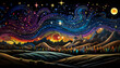 Kunst - Gemälde mit Nachthimmel und Sternen