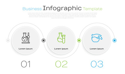 Sticker - Set line Test tube flask on stand, and . Business infographic template. Vector