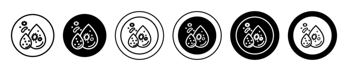 Fototapete - Dirty water drop icon. contaminated or bacterial water droplet symbol set. Blood virus or toxic chemical water drop vector sign. dirty water with germs and bacteria line logo