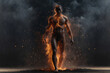 © alexx_60 - Fiery Power: Silhouette of a Human Body Formed by Fire Particles, Symbolizing Strength and the Mighty Element