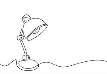 Wall Mural - Drawing a continuous line. Table lamp on white isolated background. Linear style