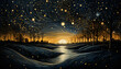 Hintergrundbild - Gemälde mit Sonnenuntergang und Sternen