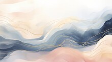 Abstract Watercolour Fluid Background With Waves And Pastel Colors With Gold Accents.