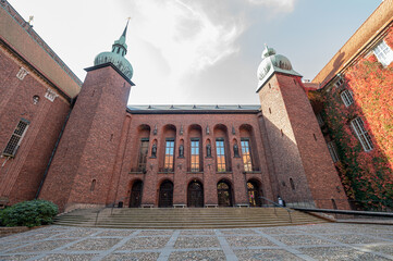 Wall Mural - Scenic summer view of the Stadshus City Hall castle in the Old Town Gamla Stan in Stockholm, Sweden