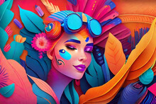 Digital Illustration: Digital Illustrations Are Created Using Digital Tools Like Graphic Tablets And Software Like Adobe Illustrator Or Procreate. They Can Range From Vibrant And Colorful  Generative 