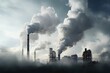 A factory with smoking chimneys. Air pollution and global warming concept.