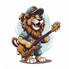 Wall Mural - Musical Lion Vector Illustration