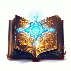 Enchanted Book with Glowing Glyphs Vector