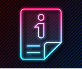 Aufkleber - Glowing neon line Information icon isolated on black background. Vector