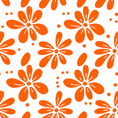 Floral botanical texture pattern with coral flowers and leaves.Pattern can be used for wallpaper, pattern fills, web page background, surface textures.