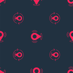 Poster - Set Map pin and on seamless pattern. Vector