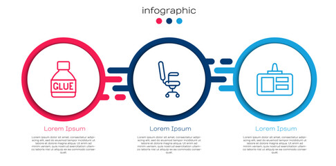 Poster - Set line Glue, Office chair and Identification badge. Business infographic template. Vector