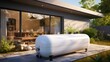 Modern Luxury Meets Utility. Exterior Of Villa With Propane Gas Tank In The Backyard. Generative AI