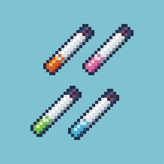 Poster - Pixel art sets of cigarette with variation color item asset. Simple bits of cigarette on pixelated style. 8bits perfect for game asset or design asset element for your game design asset.