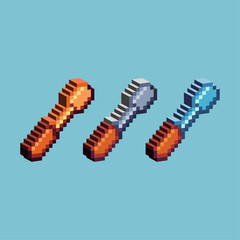Poster - Isometric Pixel art 3d of screwdriver for items asset. Gold screwdriver on pixelated style.8bits perfect for game asset or design asset element for your game design asset.