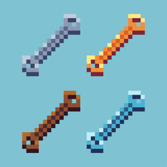 Poster - Pixel art sets of wrench with variation color item asset. Simple bits of wrench on pixelated style. 8bits perfect for game asset or design asset element for your game design asset.