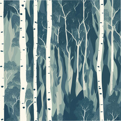 Birch tree pattern. Seamless vector illustration pattern with autumn birch trees. Perfect for textile, wallpaper or print design. Fabric Design for wallpapers, web site background, postcard.	
