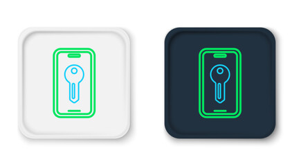 Poster - Line Smart key icon isolated on white background. Colorful outline concept. Vector