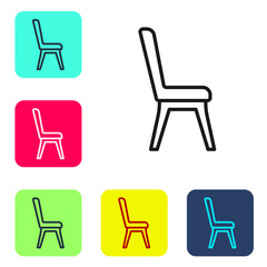 Wall Mural - Black line Chair icon isolated on white background. Set icons in color square buttons. Vector